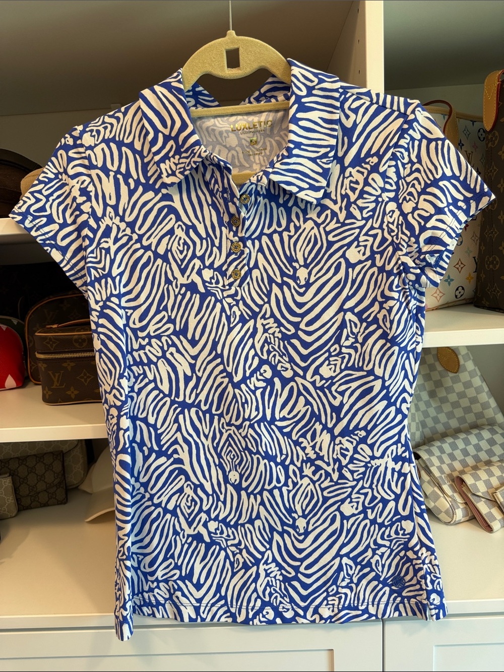 Lilly Pulitzer Frida Scallop Polo Martinique Blue Zee Bebe Like New Worn Once!